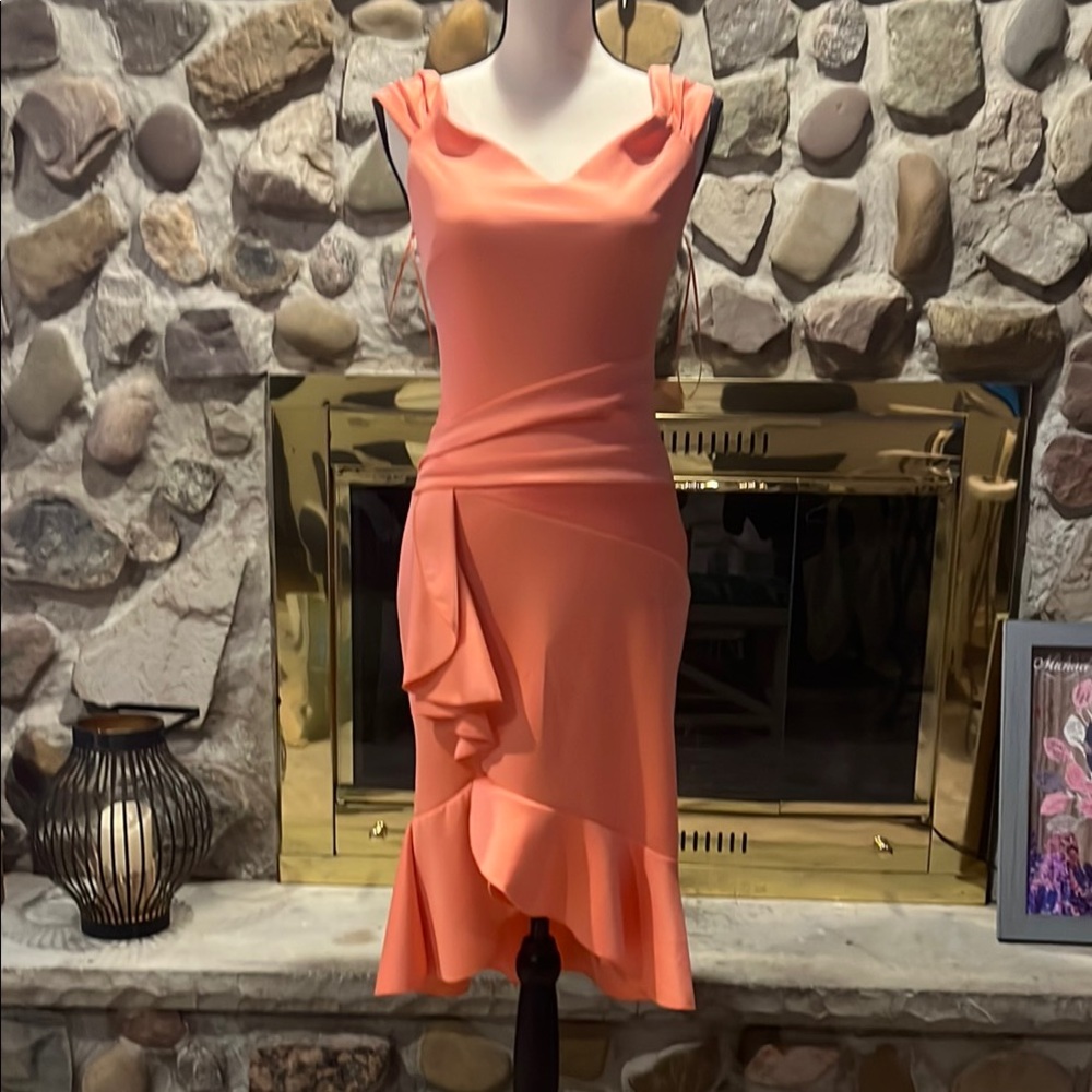 VENUS Asymmetrical Coral Dress